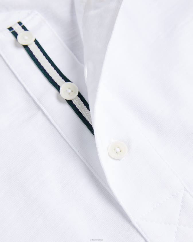 apģērbs Ted Baker Duddin Henley krekls ar īsām piedurknēm balts vīriešiem 26TV1208