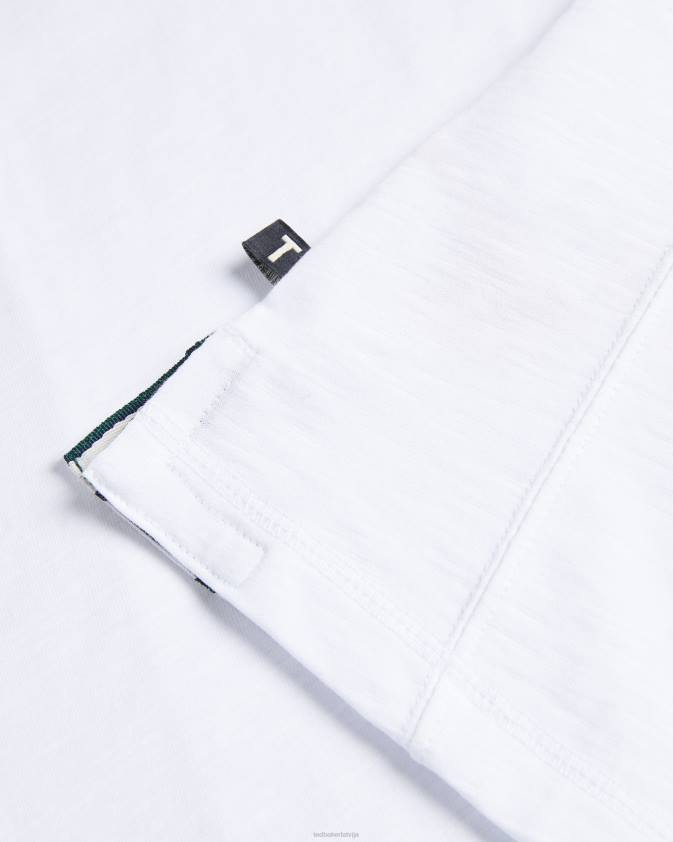 apģērbs Ted Baker Duddin Henley krekls ar īsām piedurknēm balts vīriešiem 26TV1208