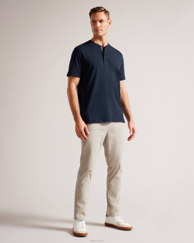 apģērbs Ted Baker Duddin Henley krekls ar īsām piedurknēm flote vīriešiem 26TV1265