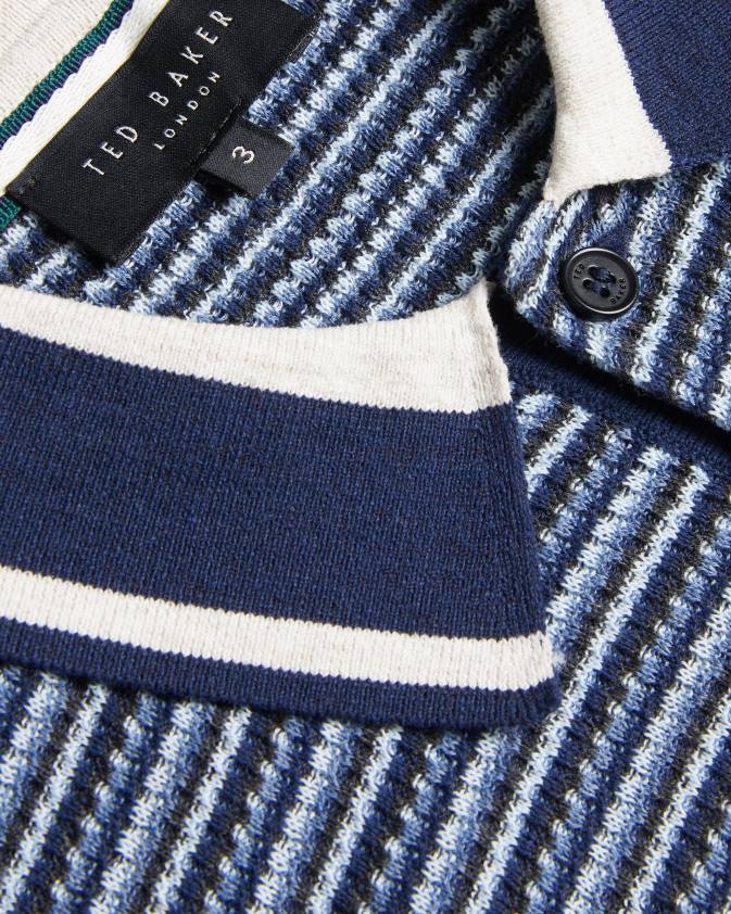 apģērbs Ted Baker Radwint strīpains polo krekls ar īsām piedurknēm tumši zils vīriešiem 26TV1304