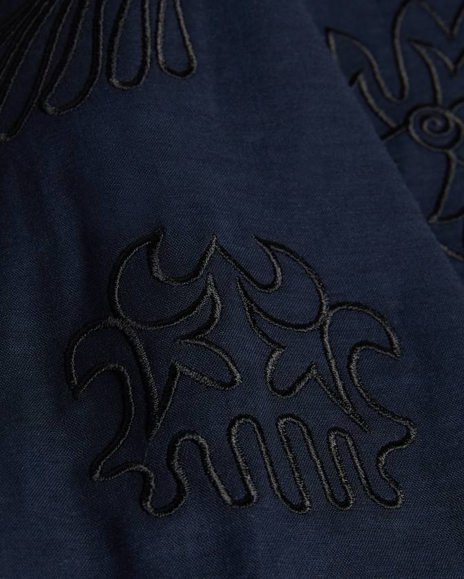 apģērbs Ted Baker Ranney kokvilnas krekls ar īsām piedurknēm ar ziedu izšuvumu flote vīriešiem 26TV1505