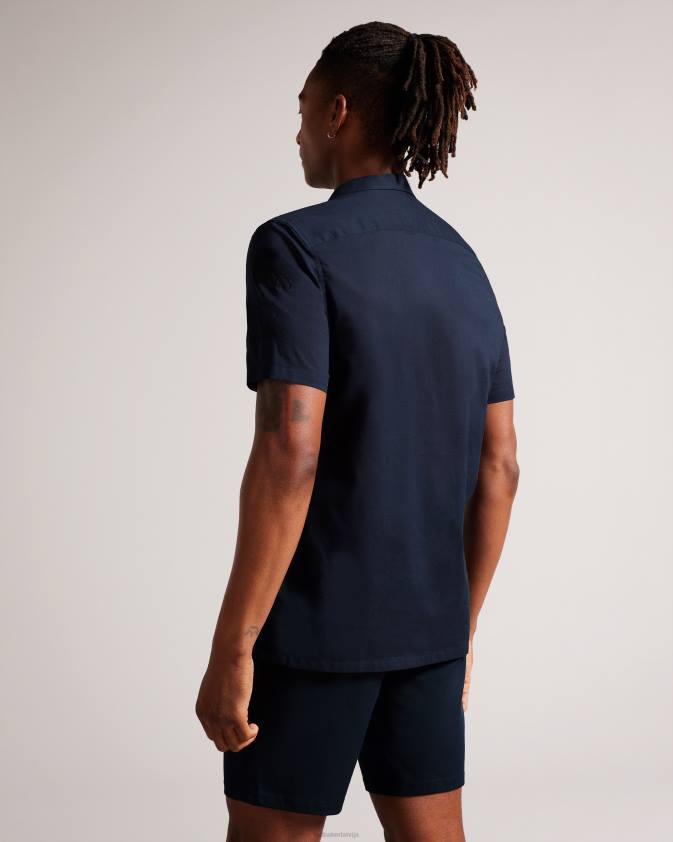 apģērbs Ted Baker Ranney kokvilnas krekls ar īsām piedurknēm ar ziedu izšuvumu flote vīriešiem 26TV1505