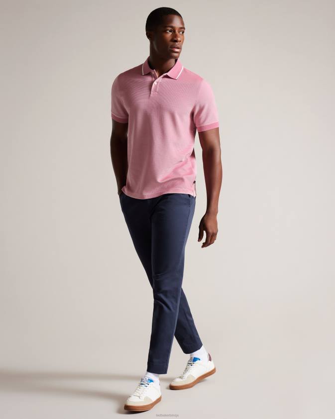 apģērbs Ted Baker ellerby svītrains polo krekls ar īsām piedurknēm vidēji rozā vīriešiem 26TV1413