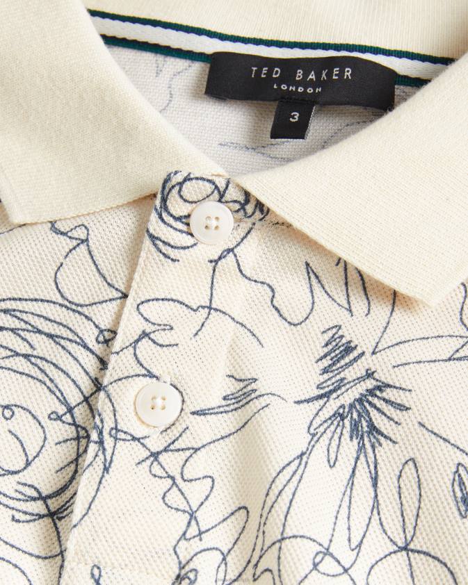 apģērbs Ted Baker holler polo krekls ar īsām piedurknēm ar apdruku dabisks vīriešiem 26TV1235