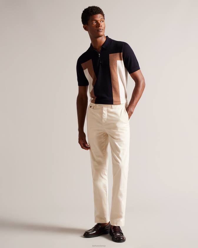 apģērbs Ted Baker larbrot polo ar īsām piedurknēm ar rāvējslēdzēju tumša flote vīriešiem 26TV1349