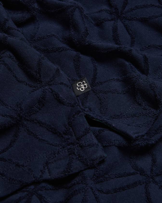 apģērbs Ted Baker maroc žakarda polo krekls ar rāvējslēdzēju ar īsām piedurknēm flote vīriešiem 26TV1428