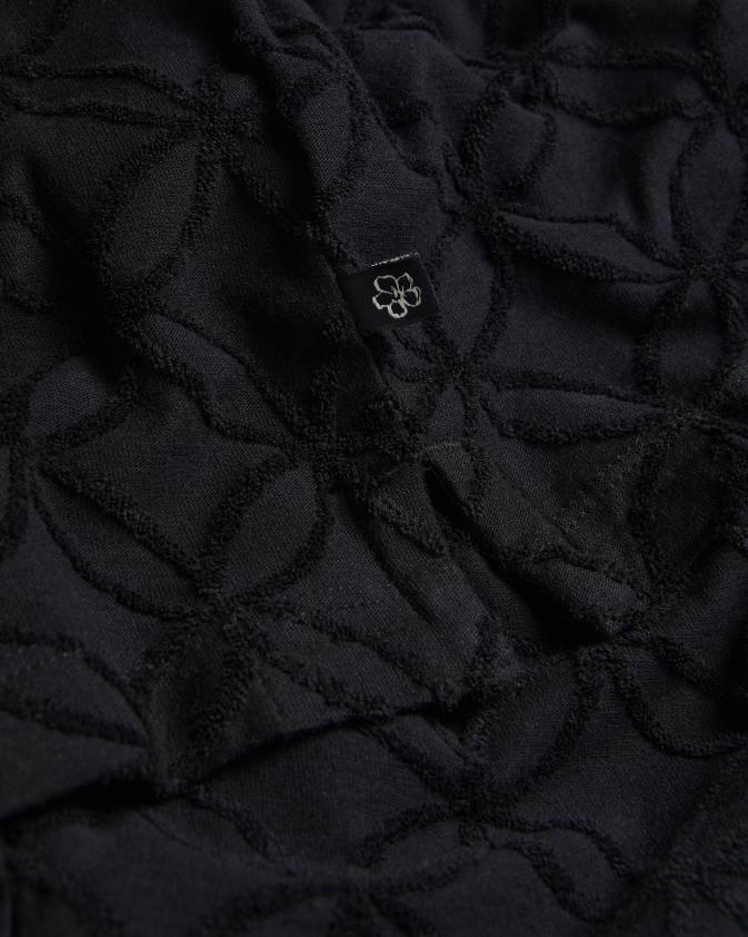 apģērbs Ted Baker maroc žakarda polo krekls ar rāvējslēdzēju ar īsām piedurknēm melns vīriešiem 26TV1297