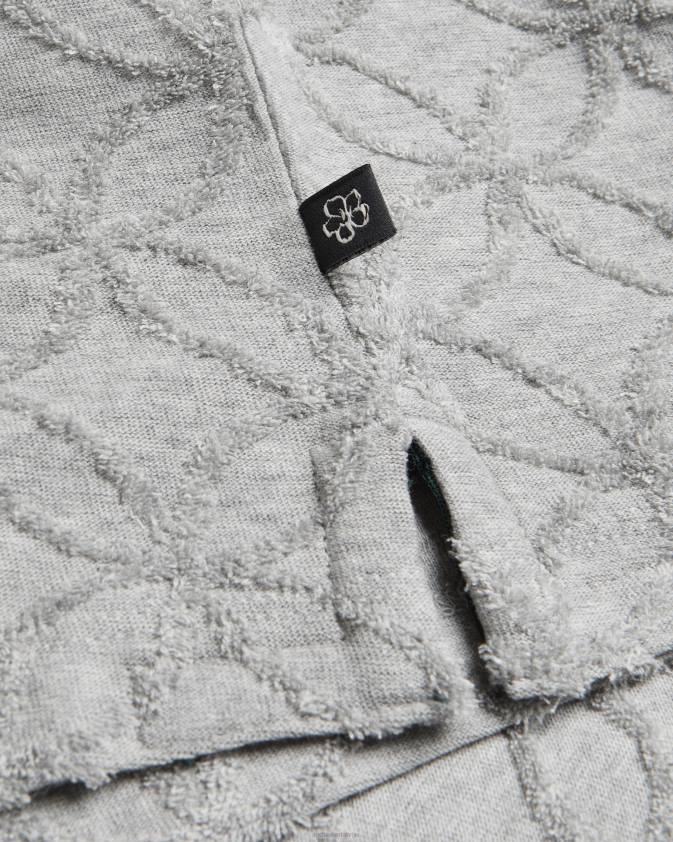 apģērbs Ted Baker maroc žakarda polo krekls ar rāvējslēdzēju ar īsām piedurknēm pelēkais merģelis vīriešiem 26TV1515