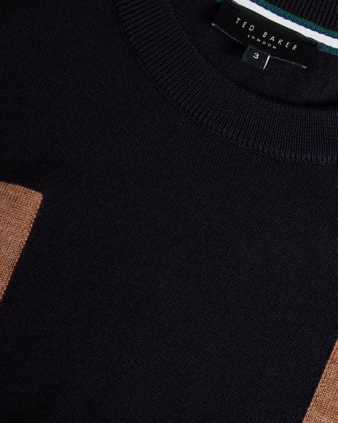 apģērbs Ted Baker navia tīras vilnas t-krekls ar īsām piedurknēm tumša flote vīriešiem 26TV1538