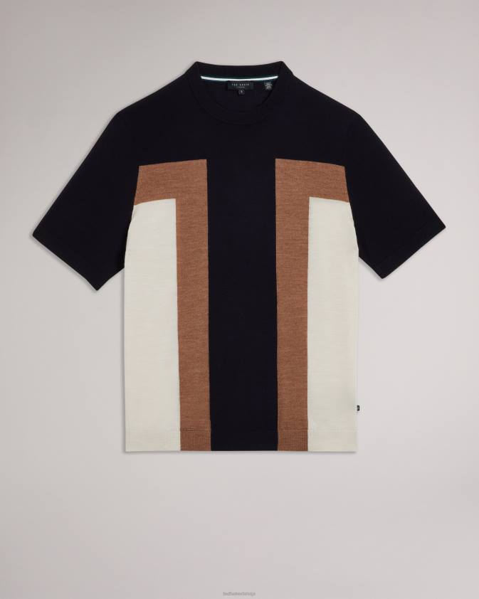 apģērbs Ted Baker navia tīras vilnas t-krekls ar īsām piedurknēm tumša flote vīriešiem 26TV1538