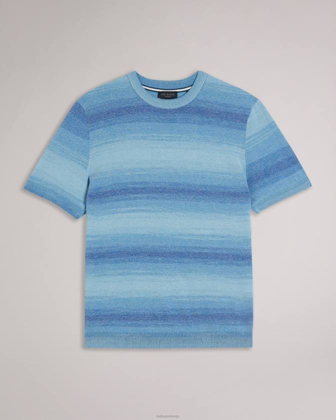 apģērbs Ted Baker notte īsām piedurknēm ombre svītru t-krekls tumši zils vīriešiem 26TV1299