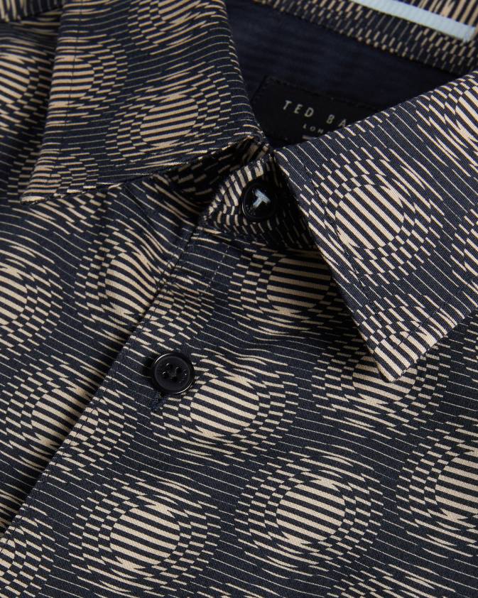 apģērbs Ted Baker pearsho ģeometrisks krekls ar īsām piedurknēm flote vīriešiem 26TV1402