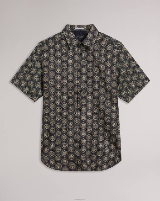 apģērbs Ted Baker pearsho ģeometrisks krekls ar īsām piedurknēm flote vīriešiem 26TV1402