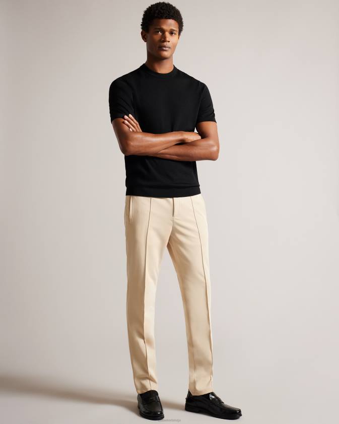 apģērbs Ted Baker senti adīts t-krekls ar īsām piedurknēm melns vīriešiem 26TV1468