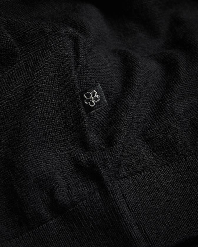 apģērbs Ted Baker senti adīts t-krekls ar īsām piedurknēm melns vīriešiem 26TV1468