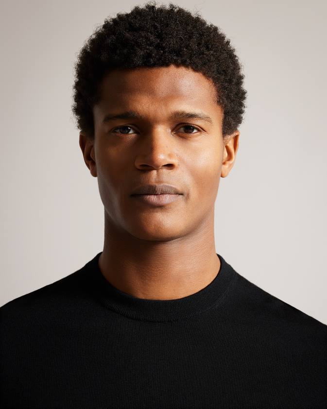 apģērbs Ted Baker senti adīts t-krekls ar īsām piedurknēm melns vīriešiem 26TV1468