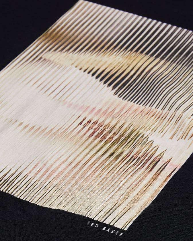 apģērbs Ted Baker sugas abstrakts grafisks t-krekls ar īsām piedurknēm melns vīriešiem 26TV1526