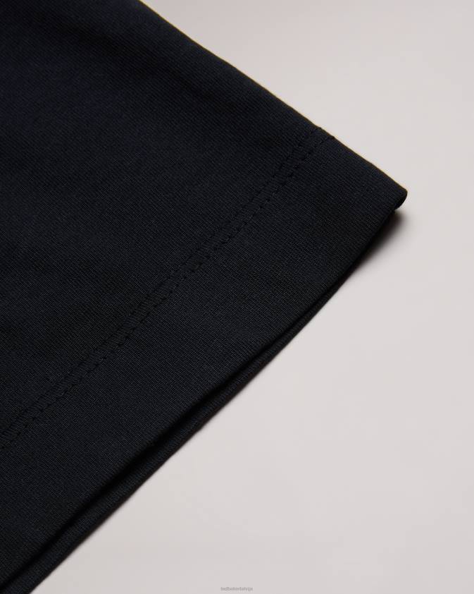 apģērbs Ted Baker tywinn parasts t-krekls ar īsām piedurknēm melns vīriešiem 26TV1513