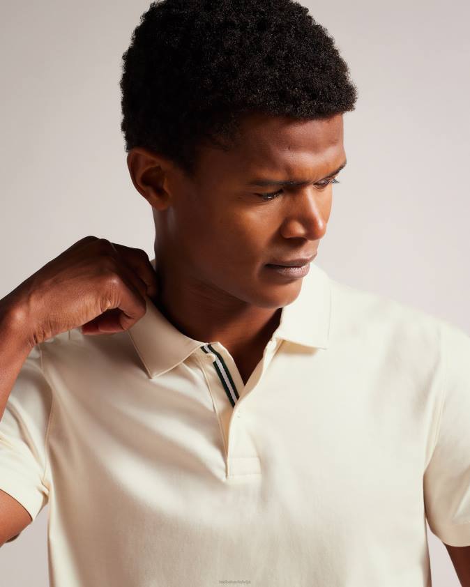 apģērbs Ted Baker zeiter polo krekls ar īsām piedurknēm ekru vīriešiem 26TV1433