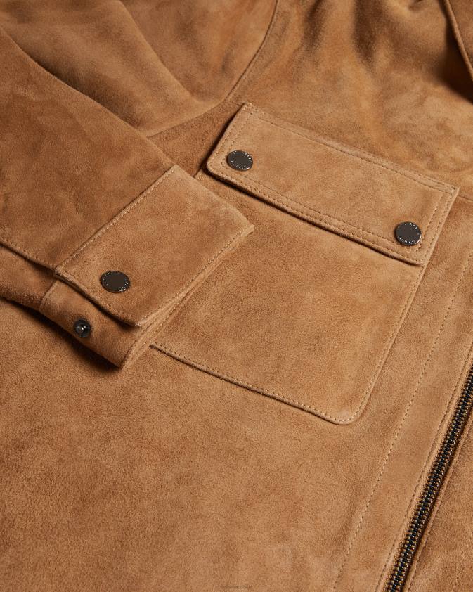 apģērbs Ted Baker Thierry zamšādas rāvējslēdzējs caur siksnu kamielis vīriešiem 26TV1598