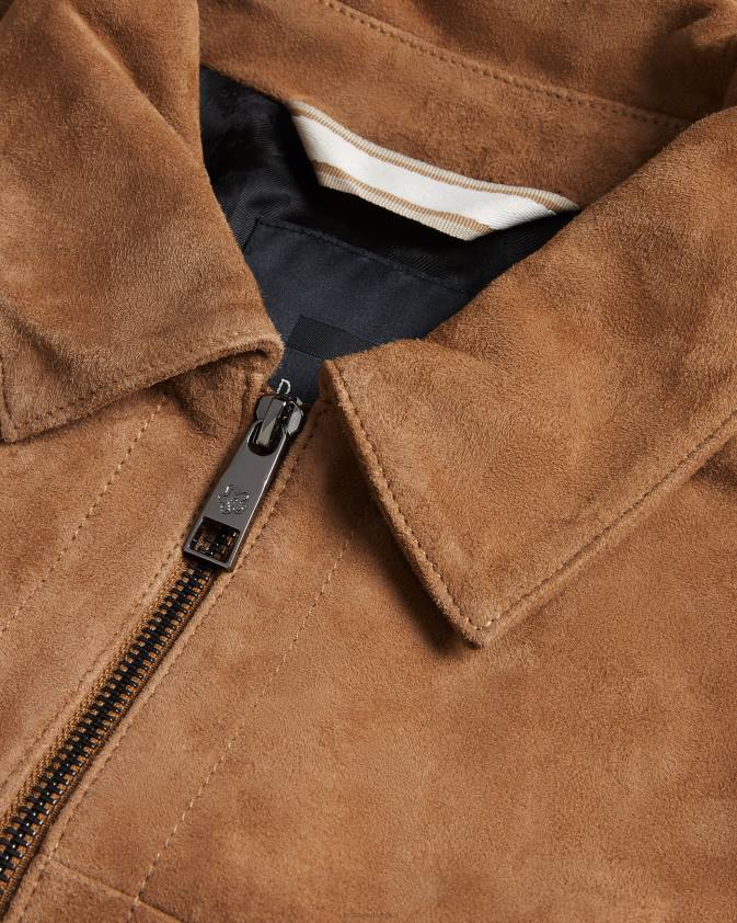 apģērbs Ted Baker Thierry zamšādas rāvējslēdzējs caur siksnu kamielis vīriešiem 26TV1598