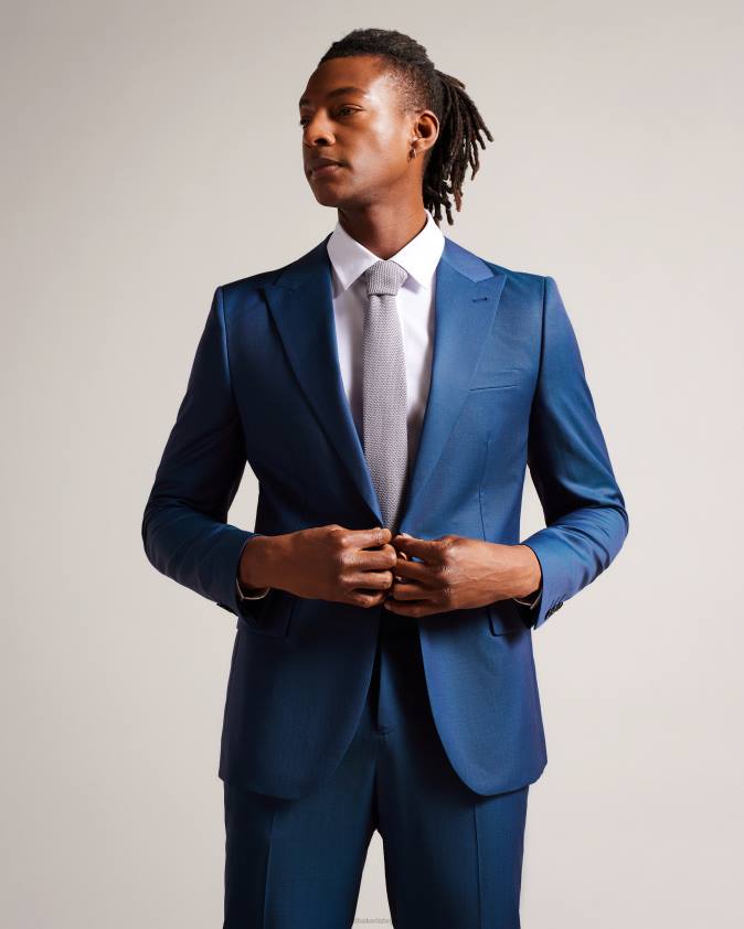 apģērbs Ted Baker atlowj viena krūtiņa jaka spilgti zils vīriešiem 26TV1214