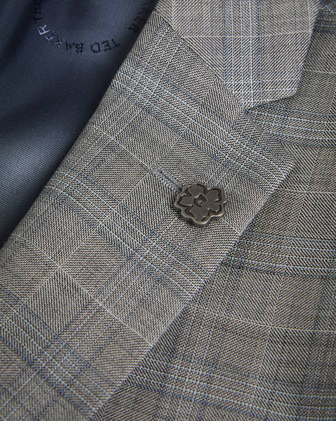 apģērbs Ted Baker elgoljs vilnas maisījuma čekas jaka pelēks vīriešiem 26TV1374