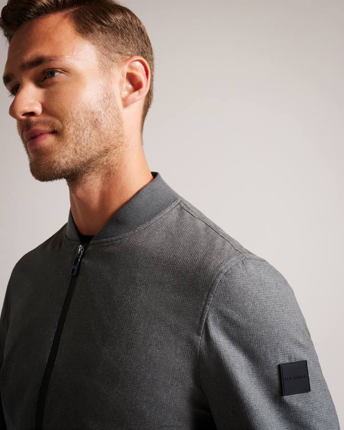 apģērbs Ted Baker elmhrst teksturētas streigas bomberjaka pelēks vīriešiem 26TV1424