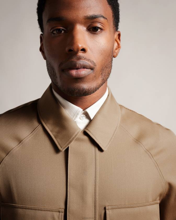 apģērbs Ted Baker finnj raglāna piedurknēm tīras vilnas jaka dabisks vīriešiem 26TV1260