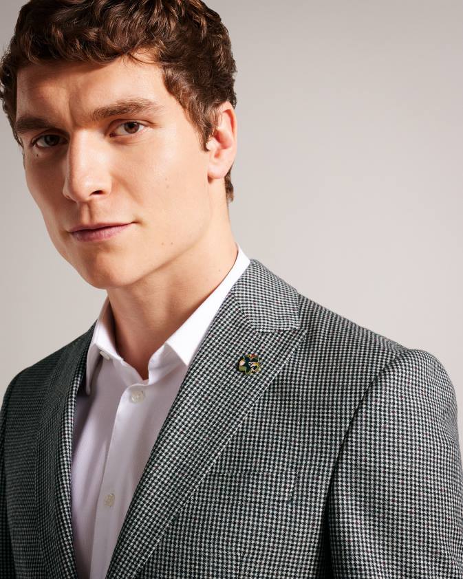 apģērbs Ted Baker jvcjj mono čekas uzvalka jaka melns vīriešiem 26TV1580