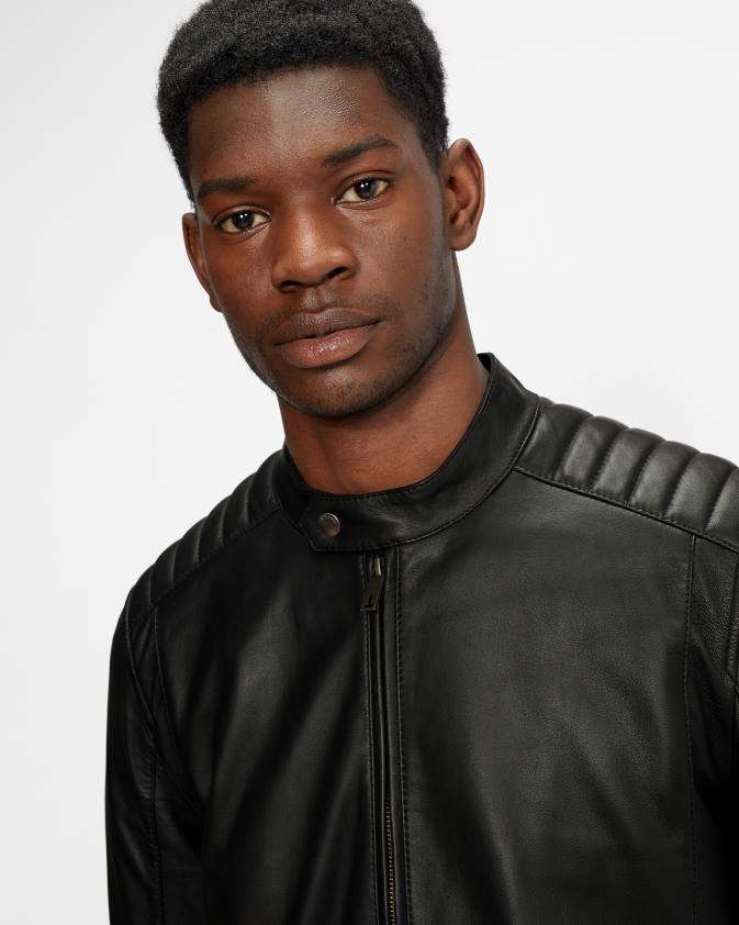 apģērbs Ted Baker paypa ādas jaka melns vīriešiem 26TV1530