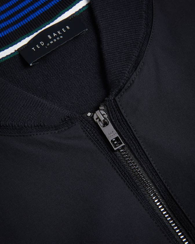 apģērbs Ted Baker polnat beisbola jaka ar dubultu rāvējslēdzēju melns vīriešiem 26TV1625