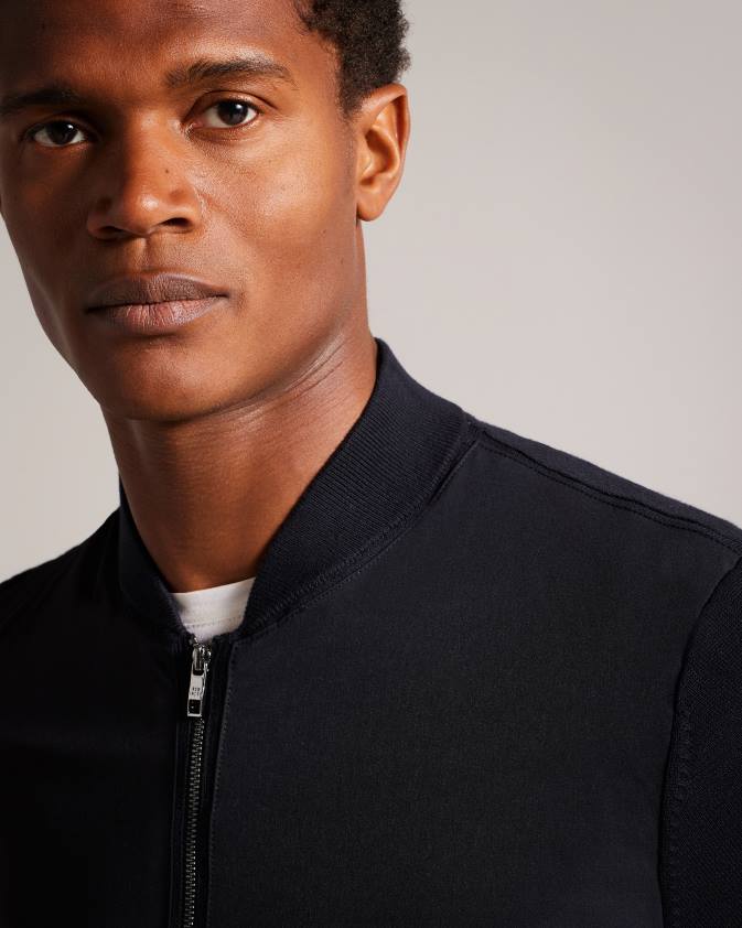 apģērbs Ted Baker polnat beisbola jaka ar dubultu rāvējslēdzēju melns vīriešiem 26TV1625