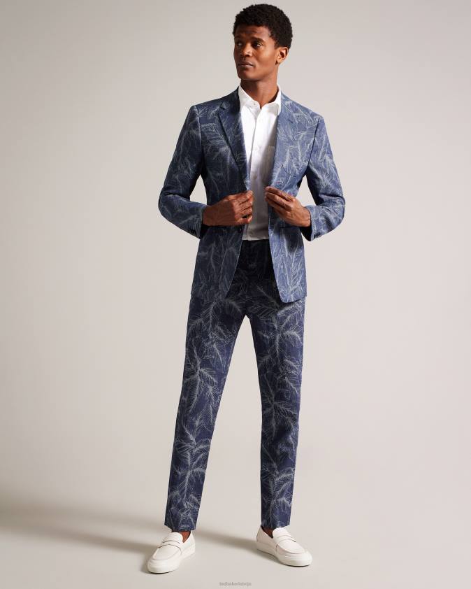 apģērbs Ted Baker postoj slim fit lapu kostīmu jaka flote vīriešiem 26TV1599
