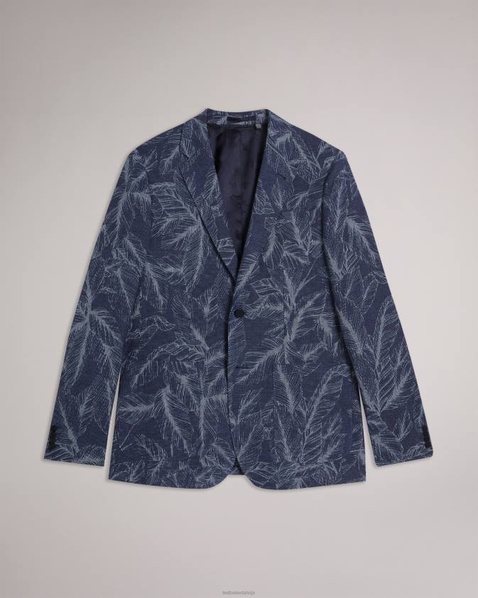 apģērbs Ted Baker postoj slim fit lapu kostīmu jaka flote vīriešiem 26TV1599