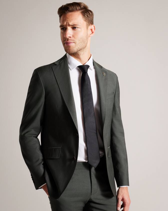 apģērbs Ted Baker richanj tīras vilnas haizivīdas uzvalka jaka haki vīriešiem 26TV1355