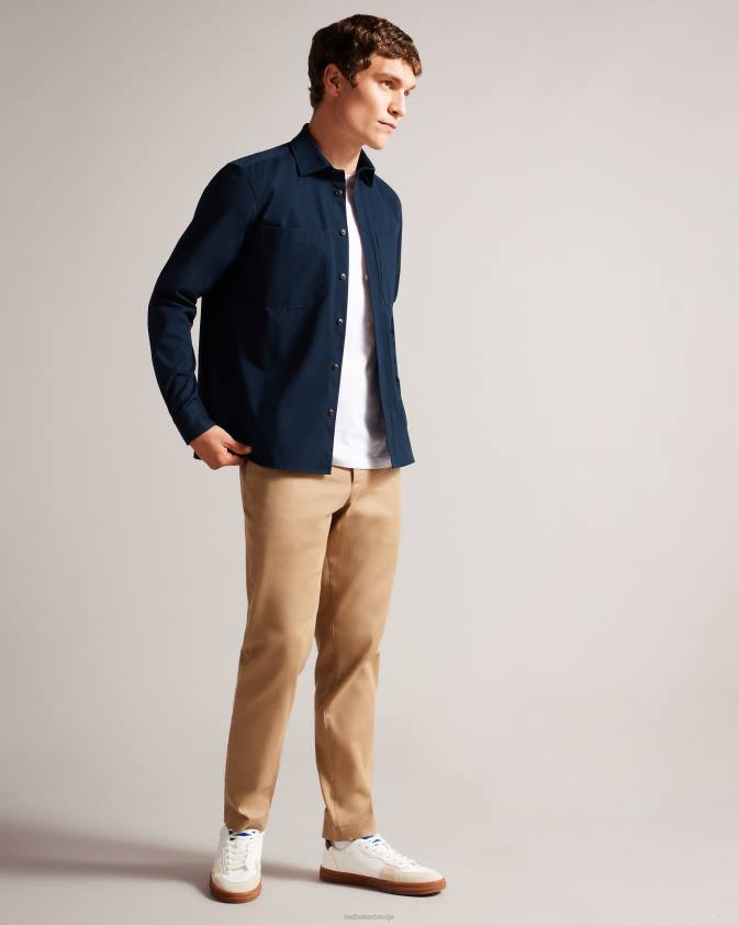 apģērbs Ted Baker Almurs ar garām piedurknēm matēts sarža sarža virskrekls flote vīriešiem 26TV1242