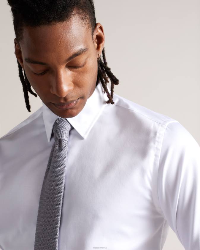 apģērbs Ted Baker Holmess krekls ar garām piedurknēm slim fit balts vīriešiem 26TV1354