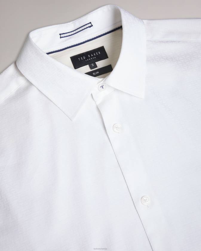 apģērbs Ted Baker Letwell žakarda krekls ar garām piedurknēm balts vīriešiem 26TV1535