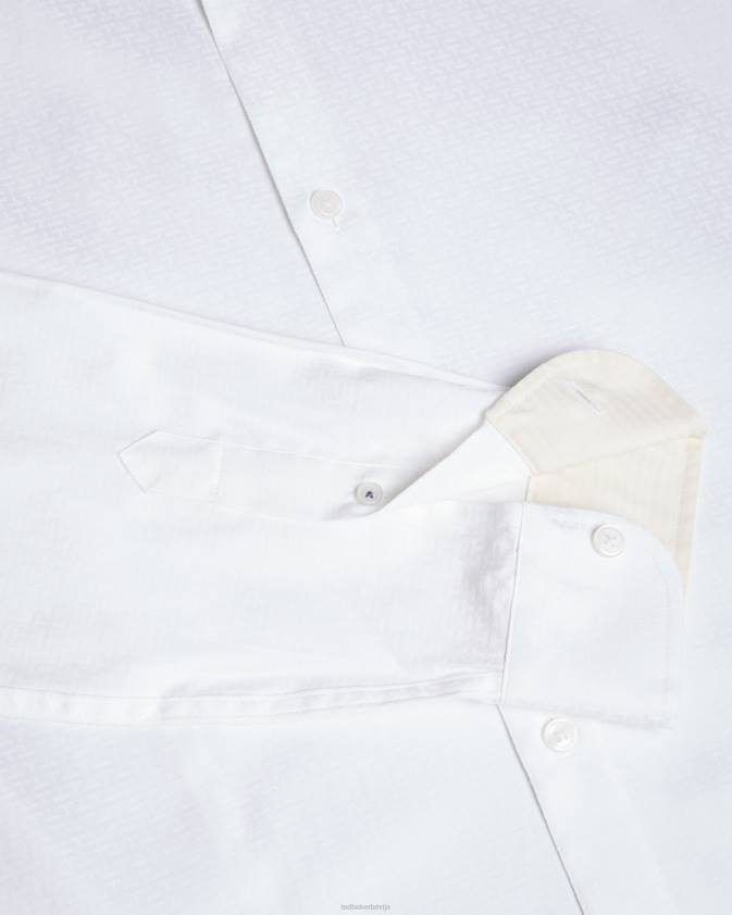 apģērbs Ted Baker Letwell žakarda krekls ar garām piedurknēm balts vīriešiem 26TV1535