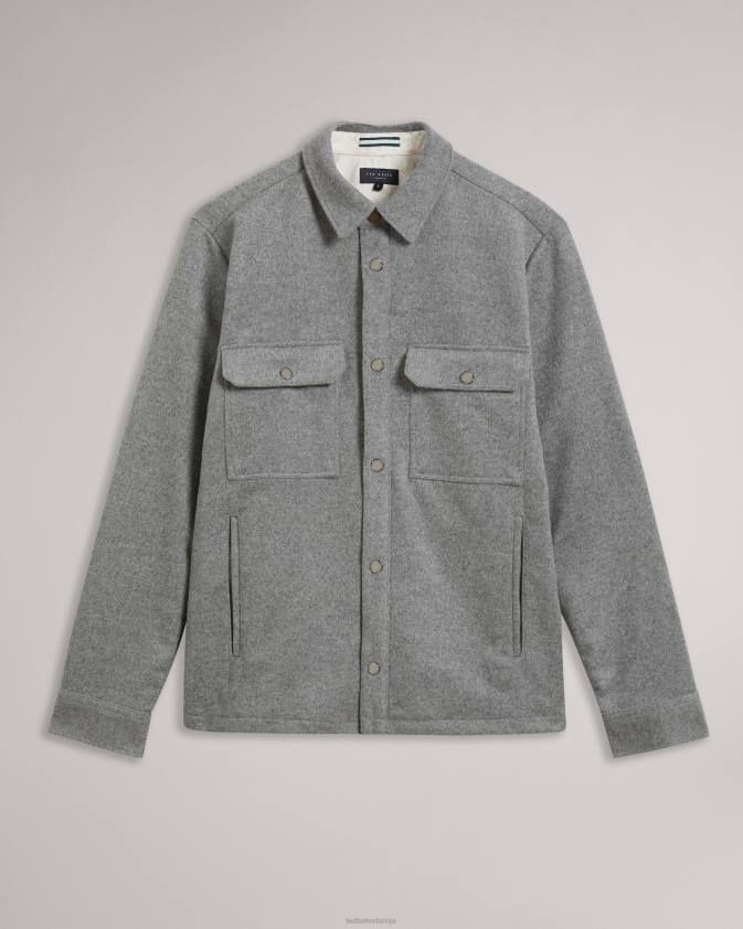 apģērbs Ted Baker anderby vilnas maisījuma virskrekls ar garām piedurknēm pelēks vīriešiem 26TV1249