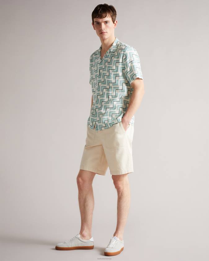 apģērbs Ted Baker brecon ss retro geoprint krekls debesu zils vīriešiem 26TV1524