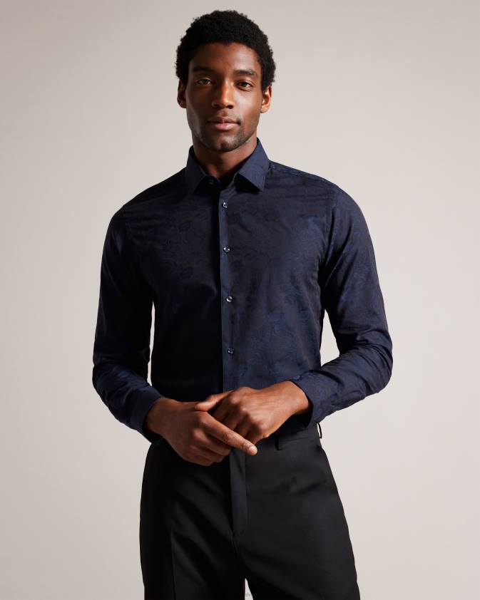 apģērbs Ted Baker cortoss ziedu žakarda krekls flote vīriešiem 26TV1399