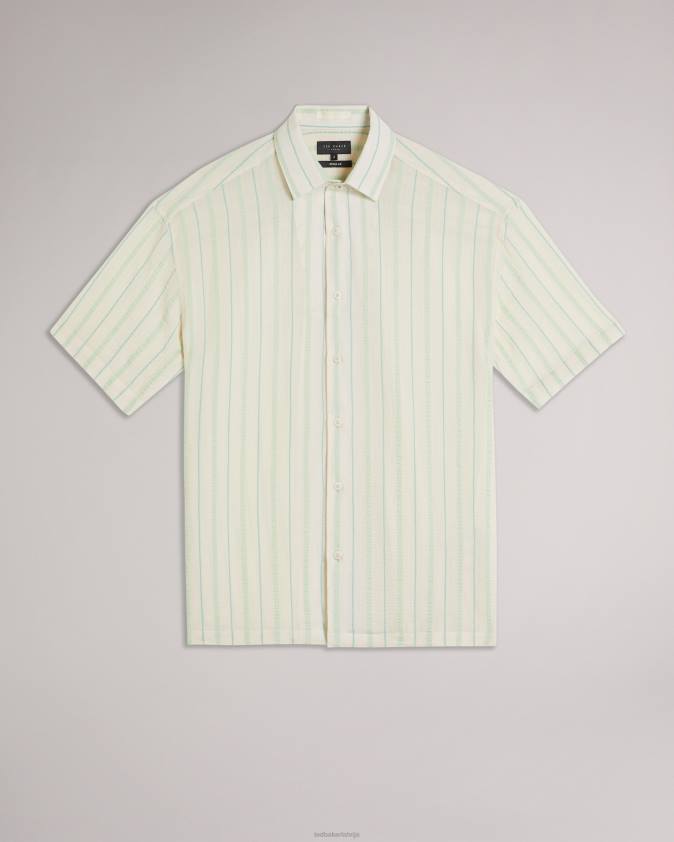 apģērbs Ted Baker hillma ss seersucker svītru krekls gaiši zaļš vīriešiem 26TV1325