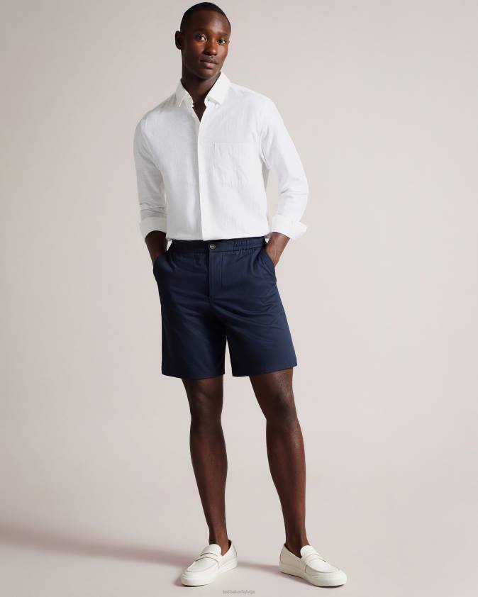 apģērbs Ted Baker kingwel lina maisījuma krekls ar garām piedurknēm balts vīriešiem 26TV1335