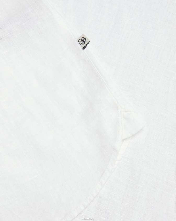 apģērbs Ted Baker kingwel lina maisījuma krekls ar garām piedurknēm balts vīriešiem 26TV1335