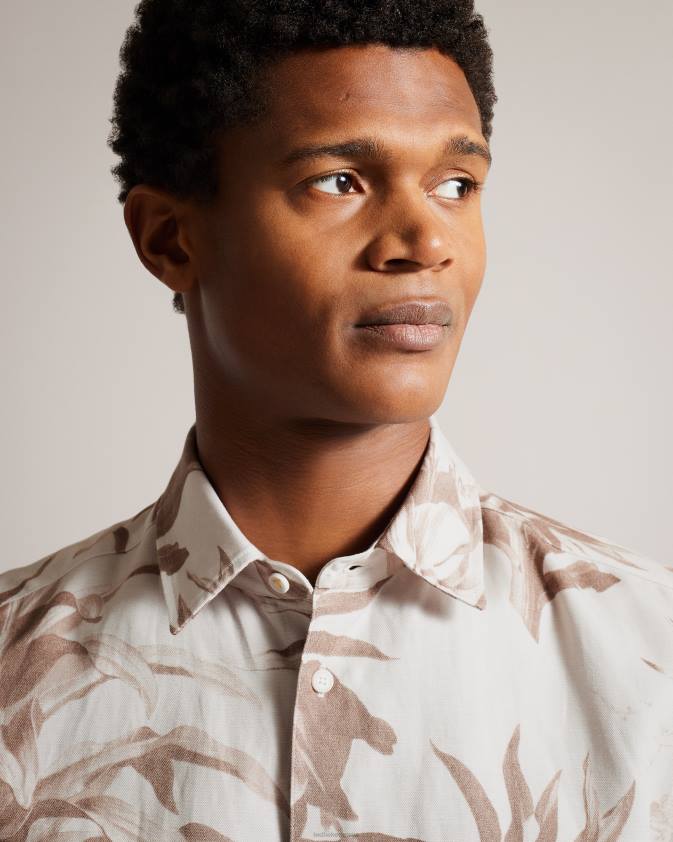 apģērbs Ted Baker krekls ar botānisku apdruku ar īsām piedurknēm dabisks vīriešiem 26TV1458