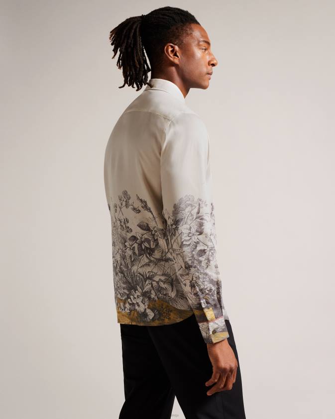 apģērbs Ted Baker krekls ar botānisku apmali ar garām piedurknēm dabisks vīriešiem 26TV1391
