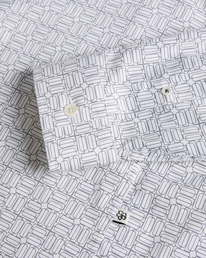 apģērbs Ted Baker krekls ar ģeometrisku apdruku ar garām piedurknēm balts vīriešiem 26TV1521