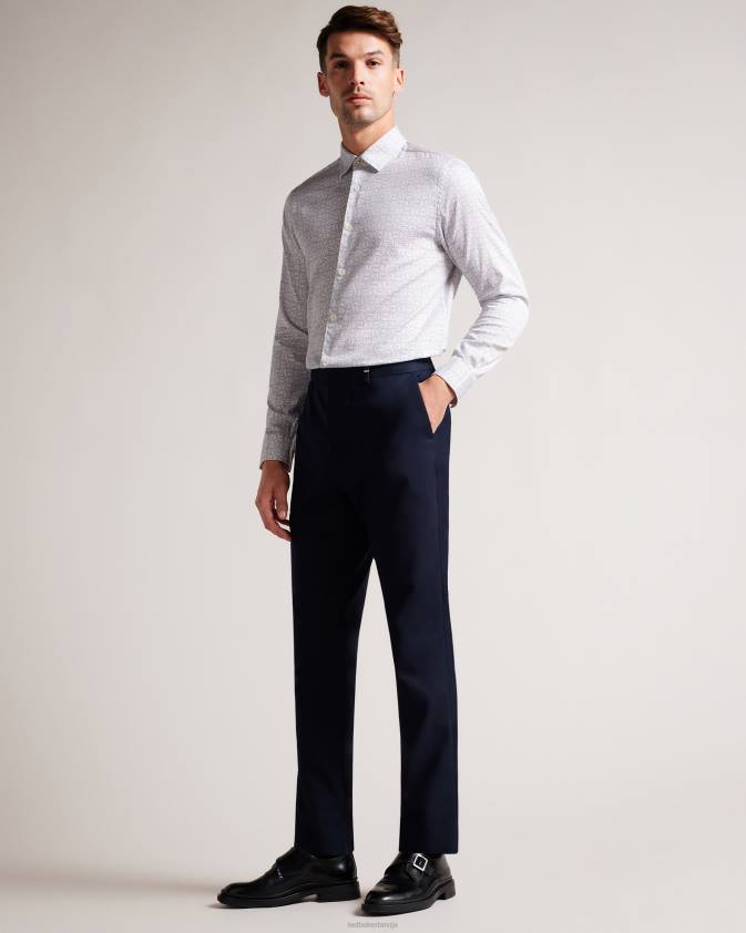 apģērbs Ted Baker krekls ar ģeometrisku apdruku ar garām piedurknēm balts vīriešiem 26TV1521